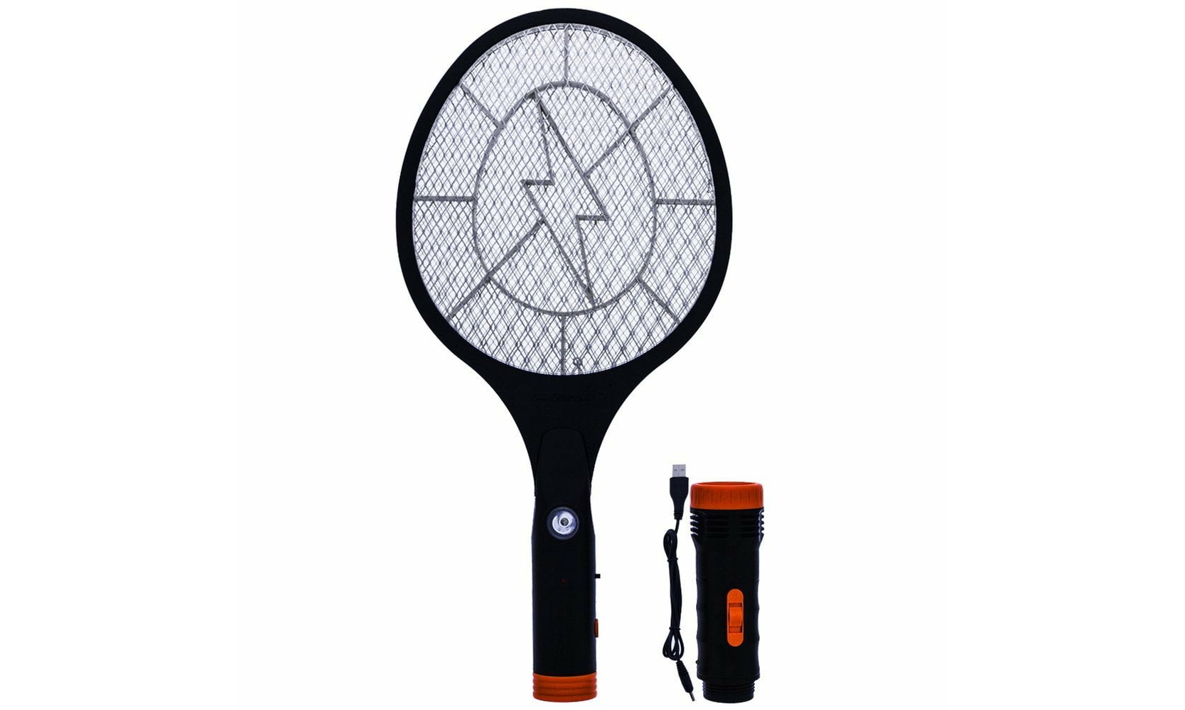 Electric Mosquito Swatter Bug Zapper W Rechargeable Battery Removable Flashlight