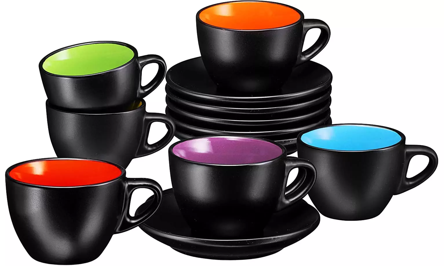 Espresso Cups with Saucers by Bruntmor - 6 ounce - Set of 6 - Primary Image