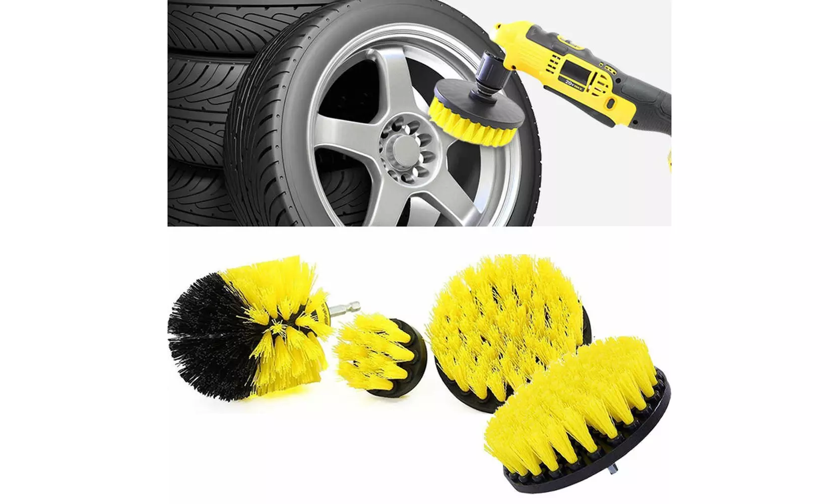 Drill Brush Attachment Set - Power Scrubber Brush Cleaning Kit - All Purpose - Second Medium