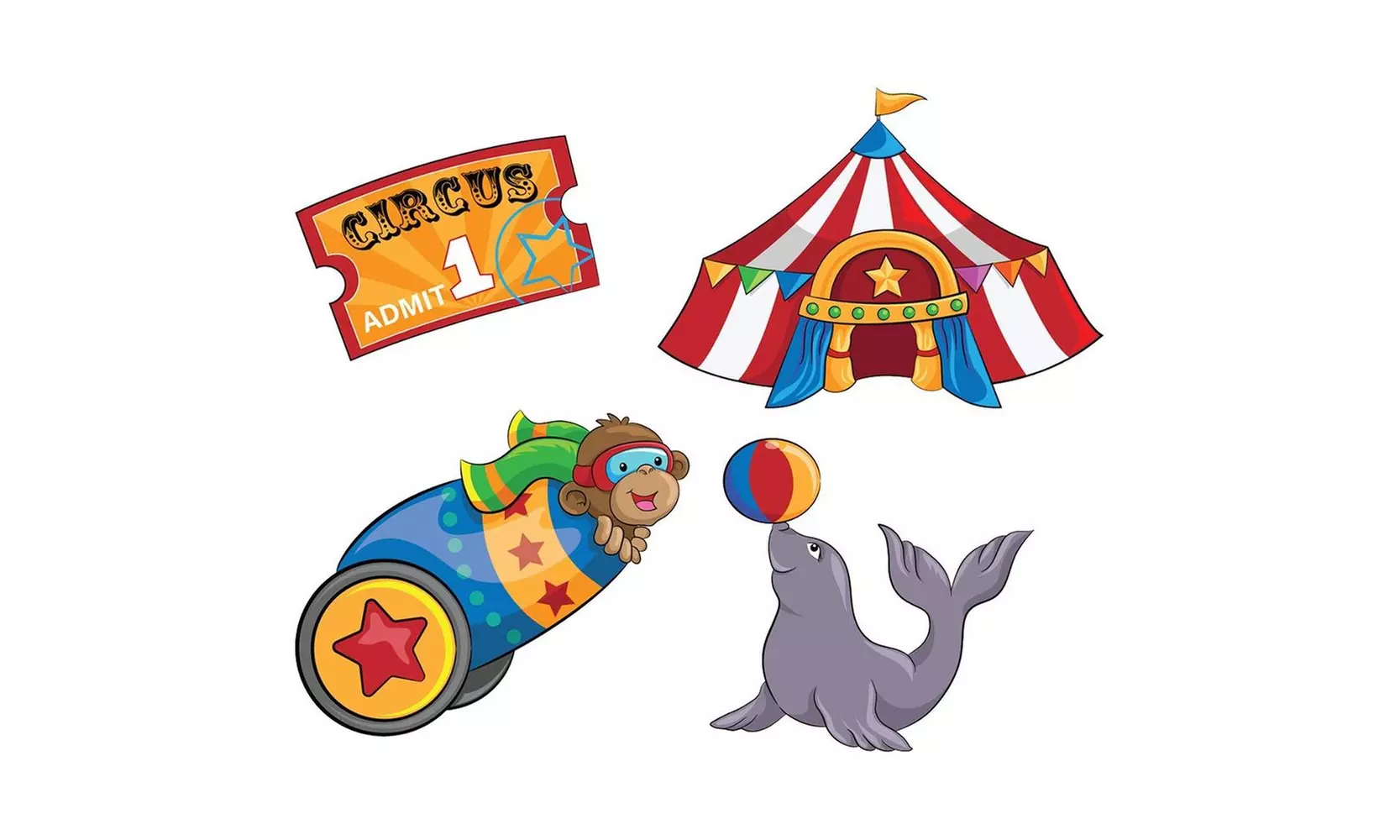 12-Piece Circus Theme Carnival Cutouts Birthday Party Colorful Print Decoration - Second Medium