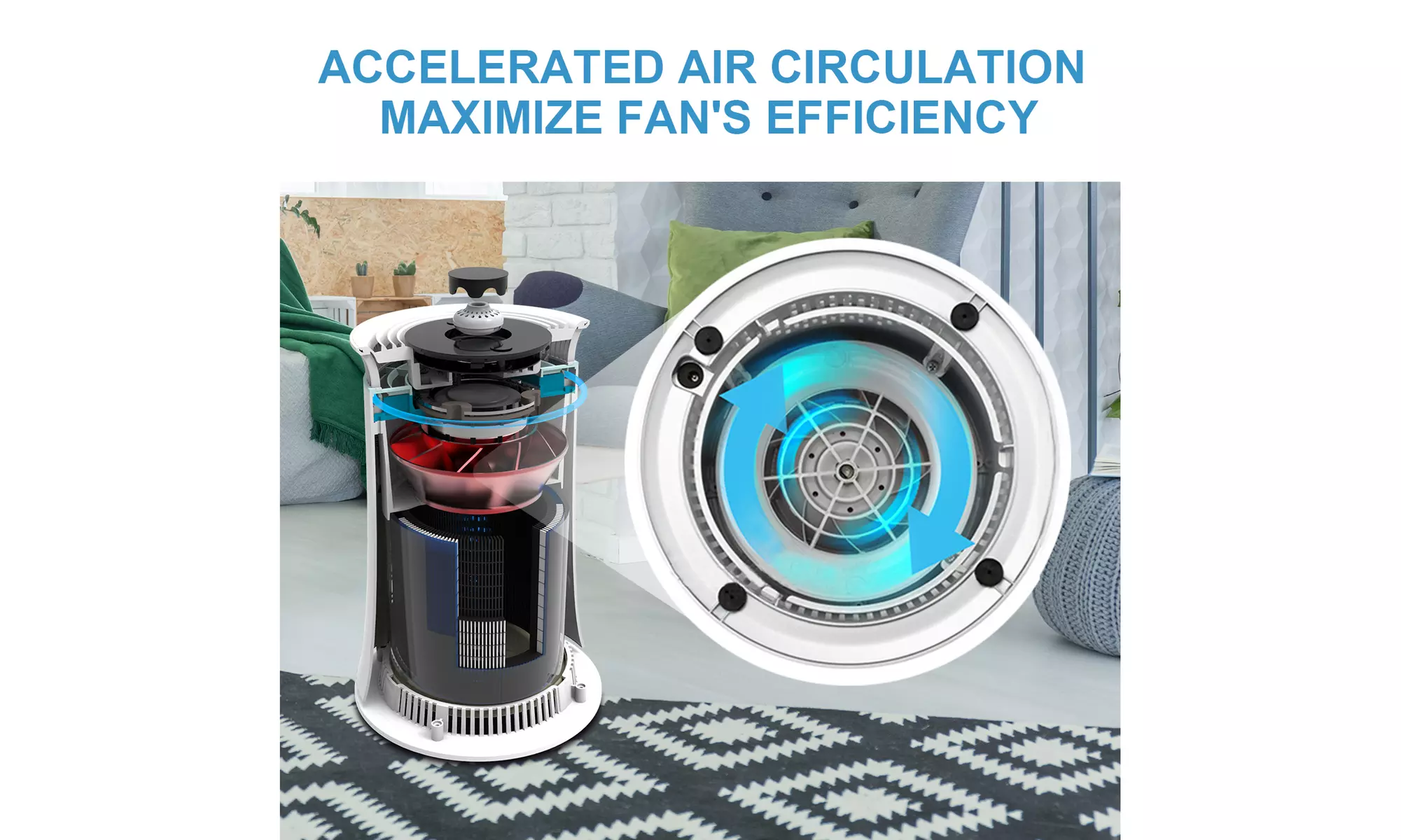 AZEUS High CADR Air Purifier, up to 376ft2, Quiet, Ozone-Free 