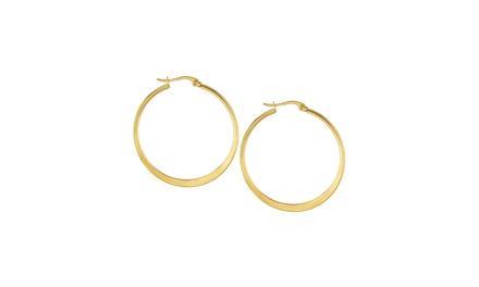 Up To 82% Off on 18K Yellow Gold Round Hoop Ea... | Groupon Goods