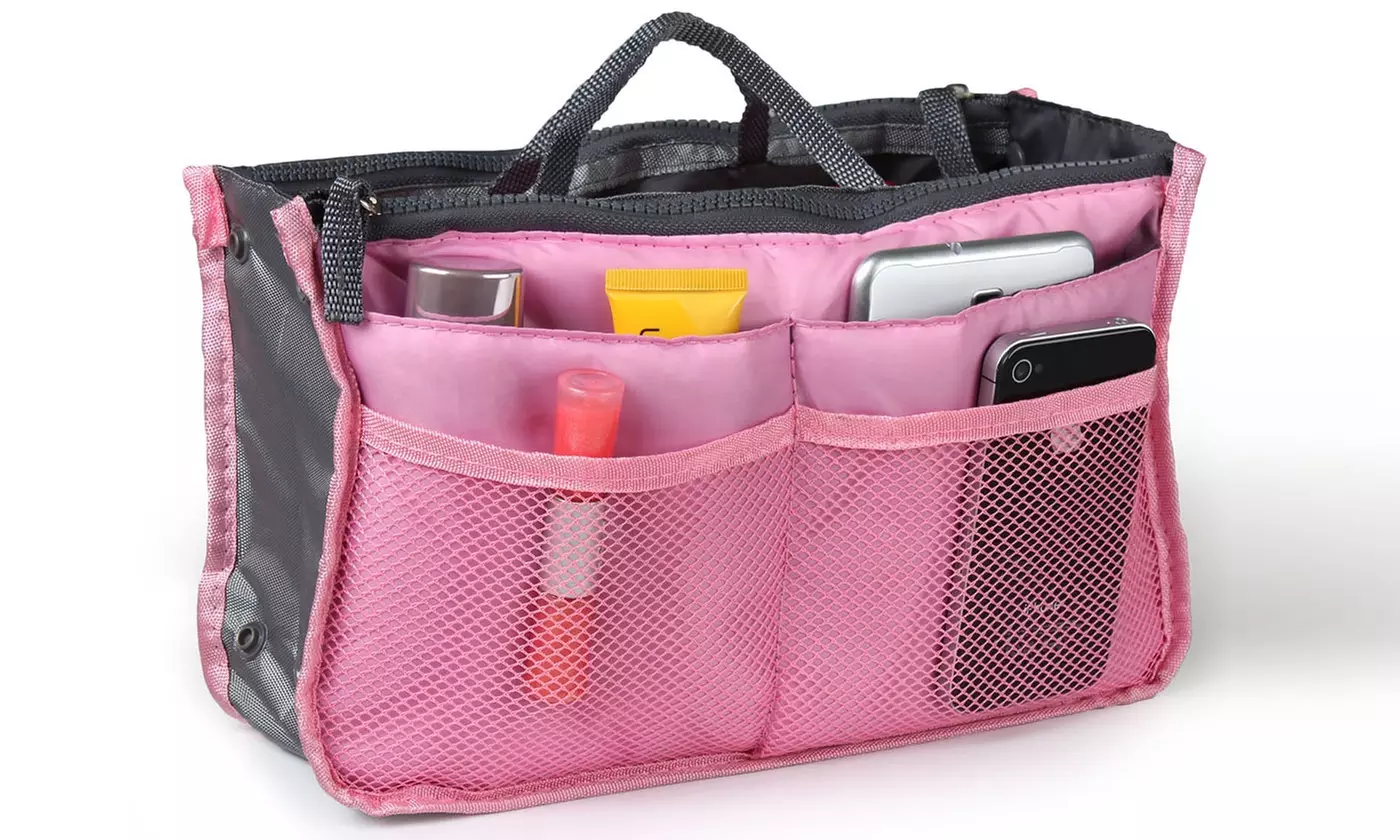iMounTEK Large Travel Tote Handbag Insert Bag Purse Liner w/ Zippers