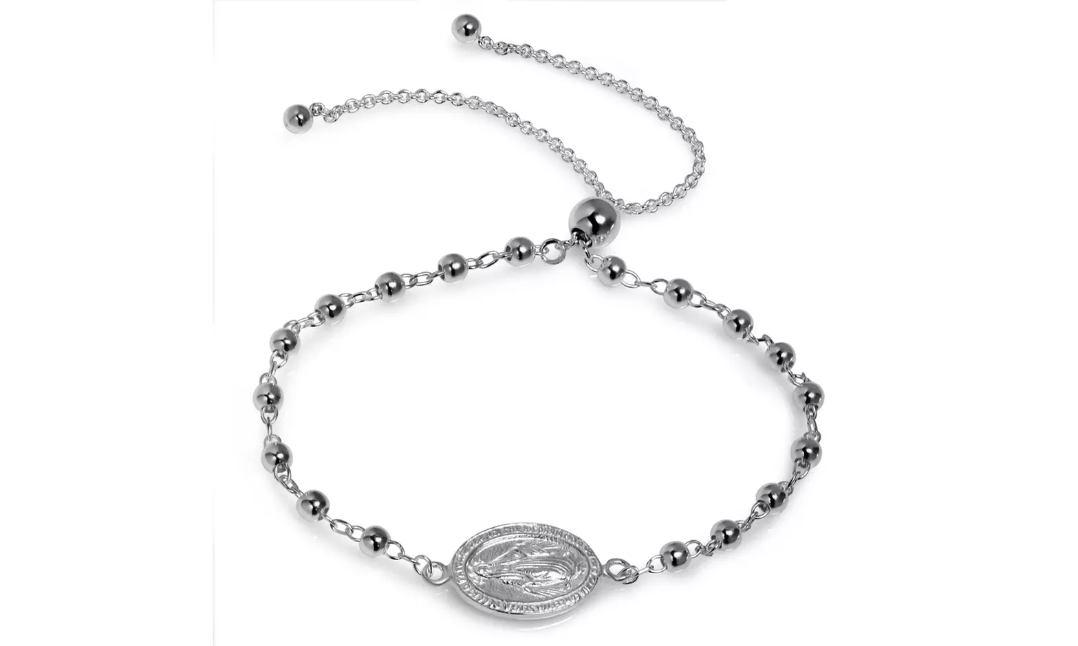 Solid Sterling Silver Classic Adjustable Rosary Bracelet By Paolo Fortelini - Primary Image