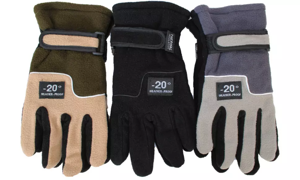 Men's Thermal-Insulated Warm Fleece Gloves (3-Pairs)