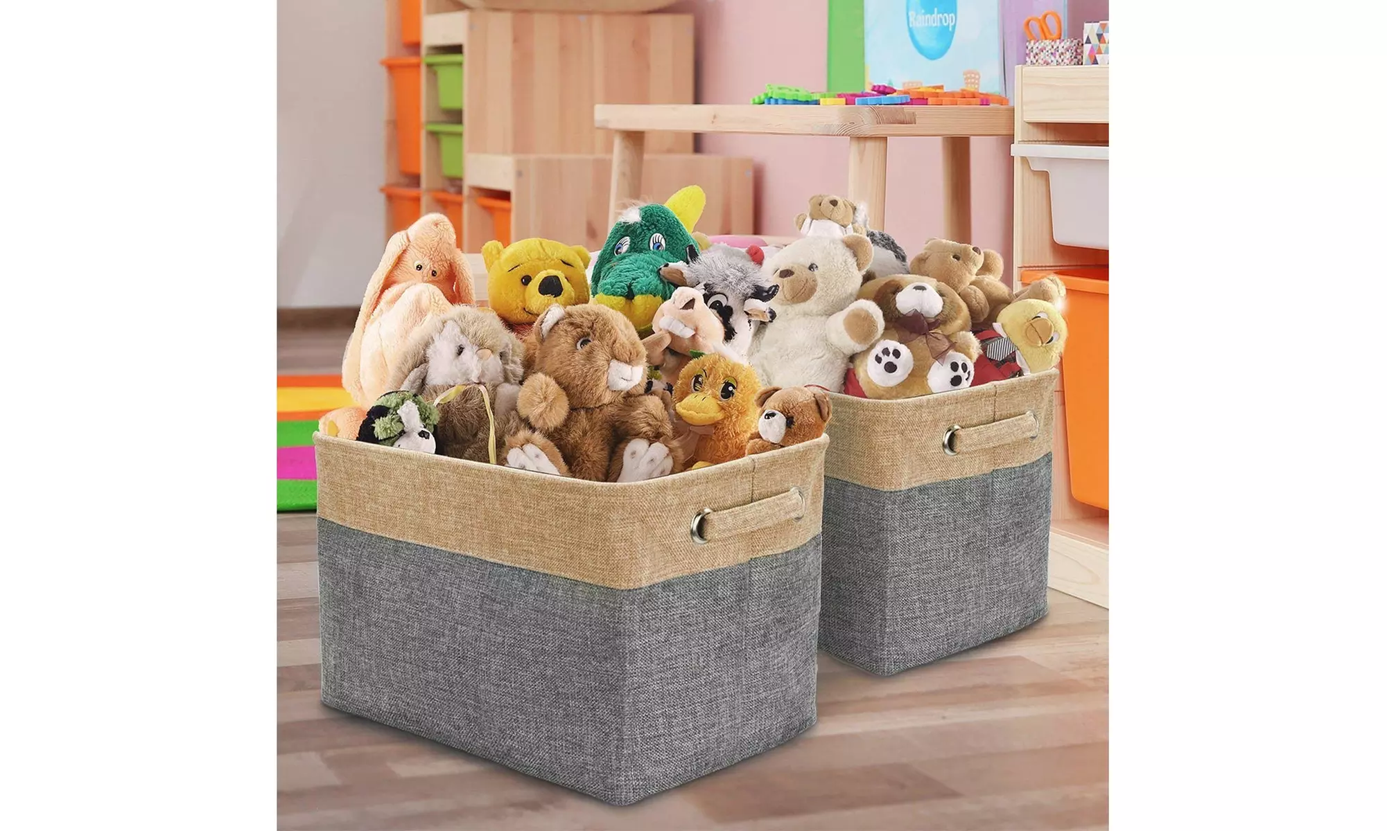 3-Pack Large Storage Baskets - Fabric Collapsible Organizer Bin w/ Carry Handles