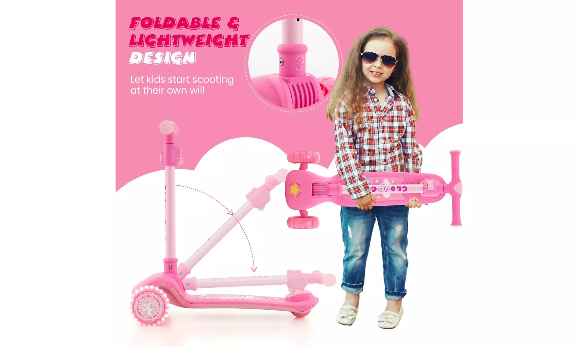 Costway 3-Wheel Kids Scooter Toddler Folding Balancing Kick Scooter
