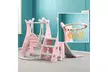Toddler Climber And Swing Set, 3 in 1 Climber Sliding Playset w/Basketball Hoop - Second Medium