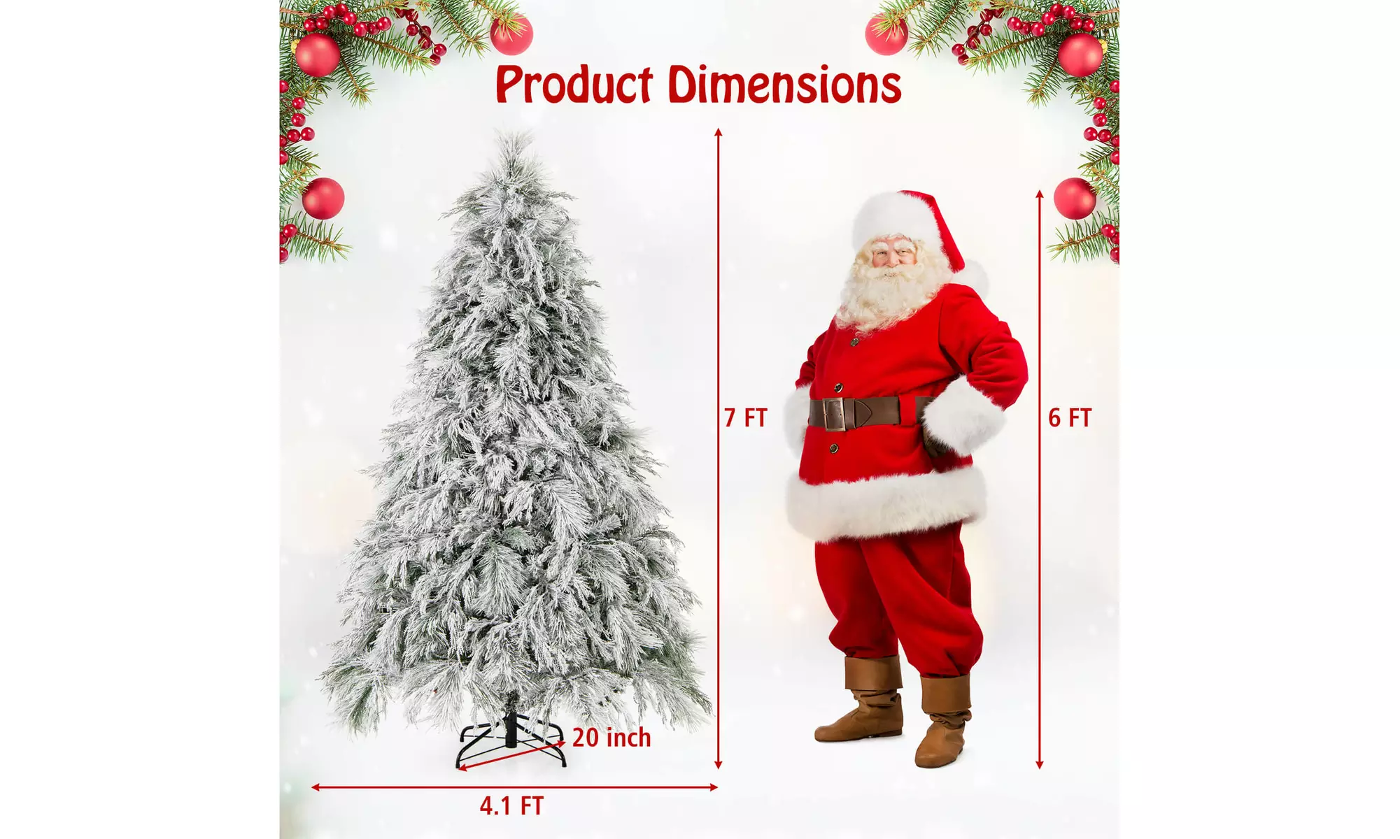 Costway 4.5/6/7 FT Pre-Lit Artificial Christmas Tree with PVC and Pine Needles