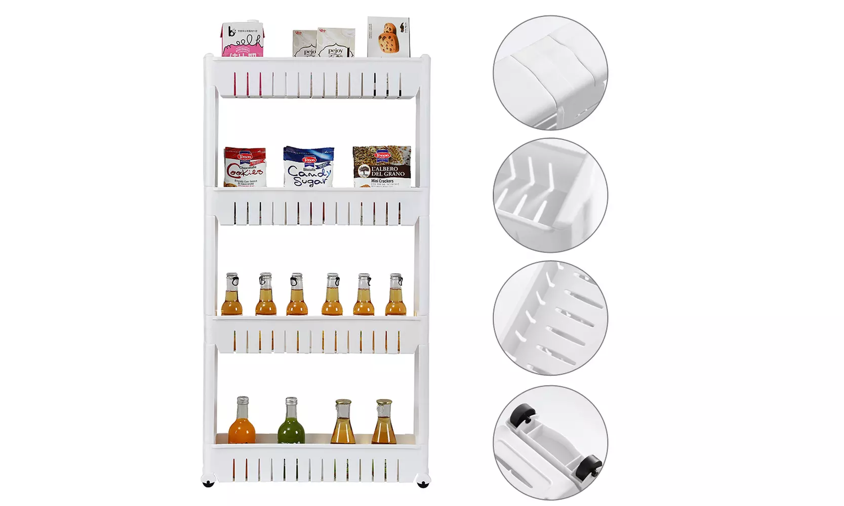 4-Tier Plastic Storage Shelf Rack White - Primary Image
