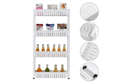 4-Tier Plastic Storage Shelf Rack White | Groupon