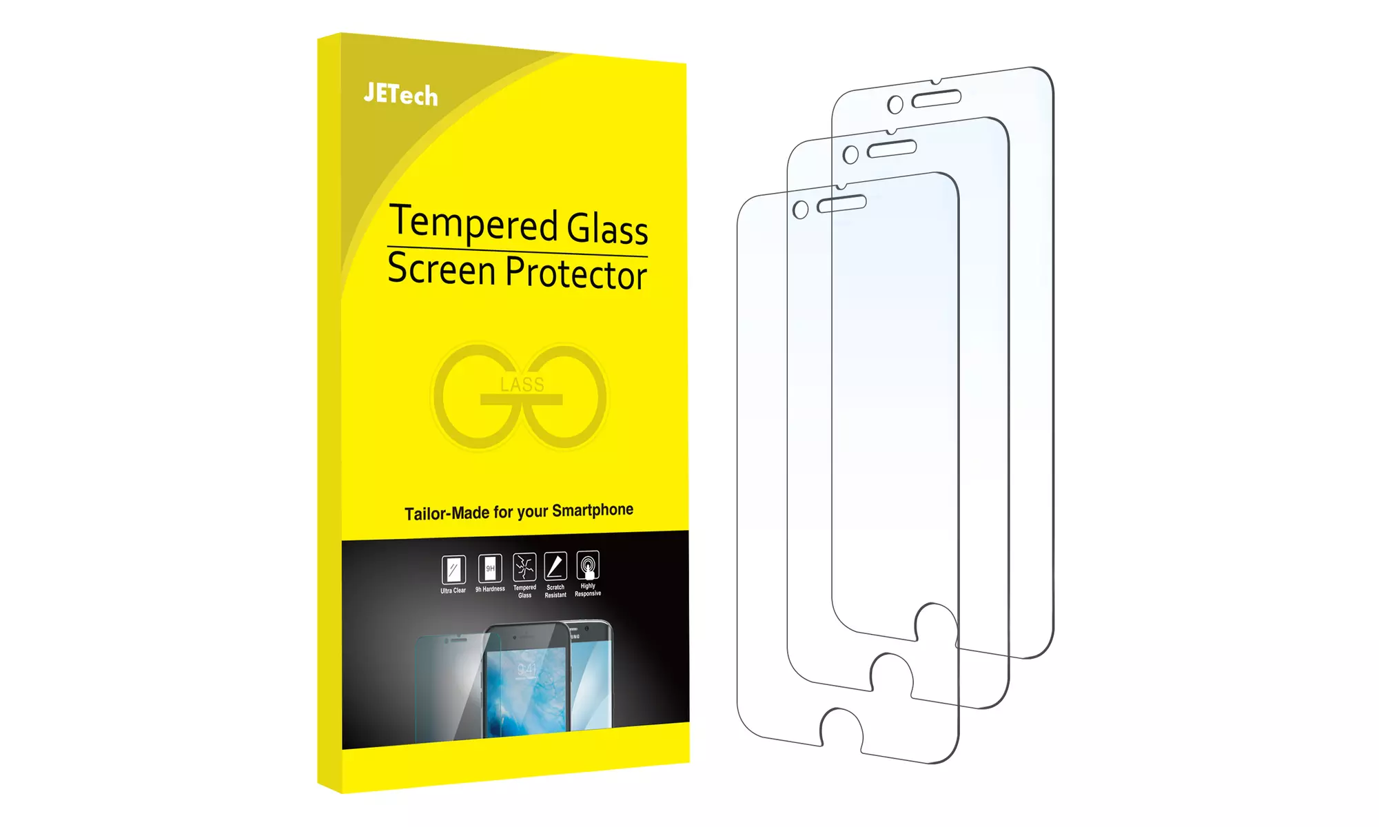 JETech Screen Protector for iPhone SE 3 (2022), Tempered Glass Film, 3-Pack