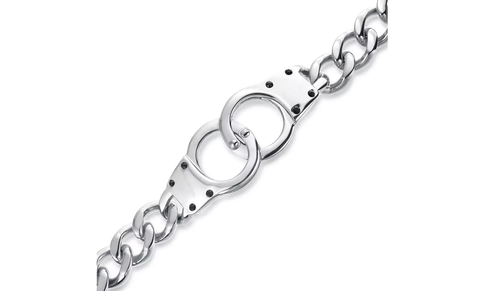 Handcuff Bracelet Curb Link Chain Silver Gold Plated Stainless Steel - Primary Image