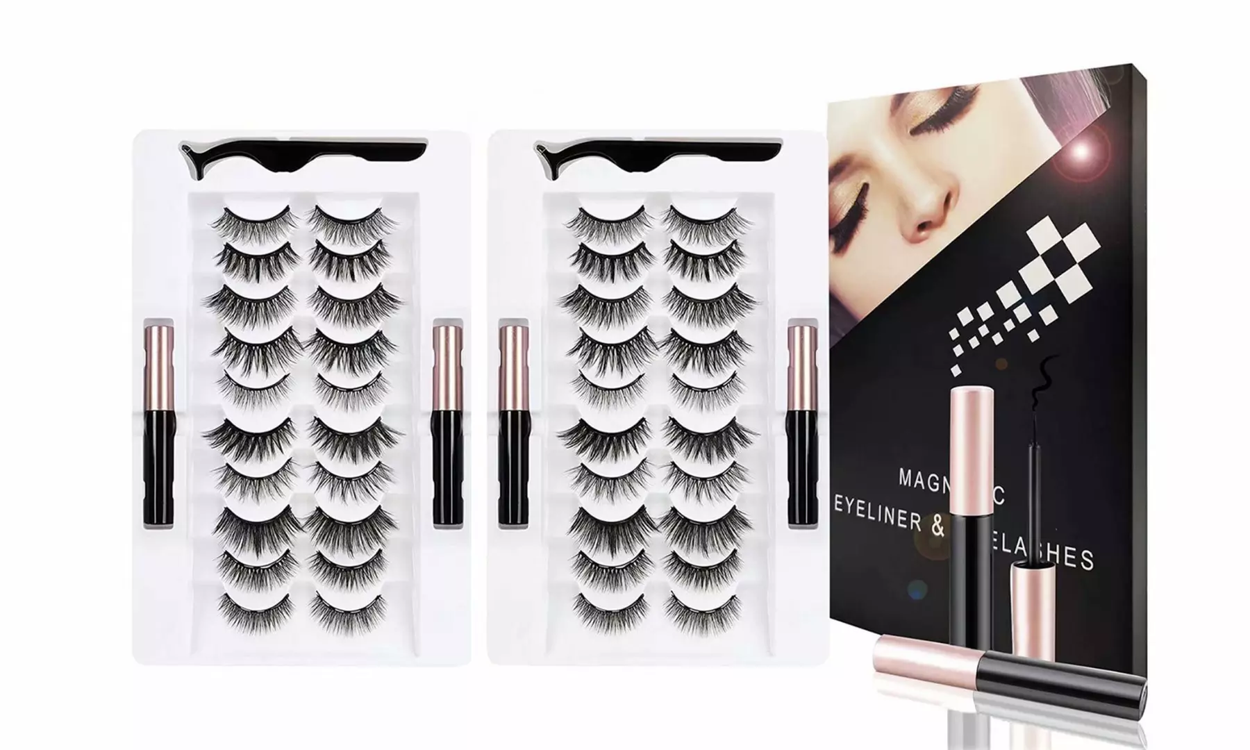 20 Pairs Magnetic Eyeliner and Eyelashes Kit False Lashes with Eyeliner Tweezers - Primary Image