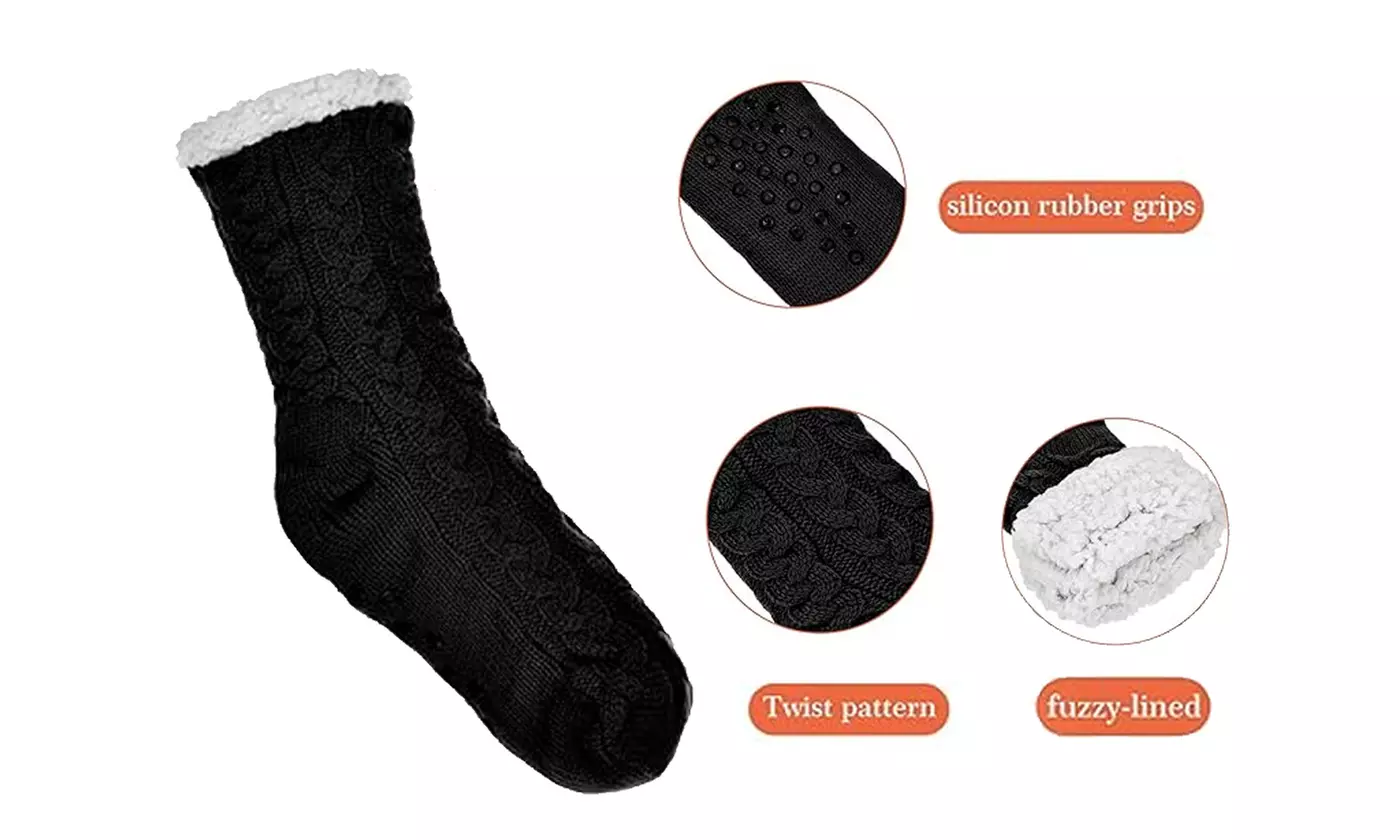 ItBelongs2U Women's Winter Fuzzy Fleece-Lined Non-Slip Socks