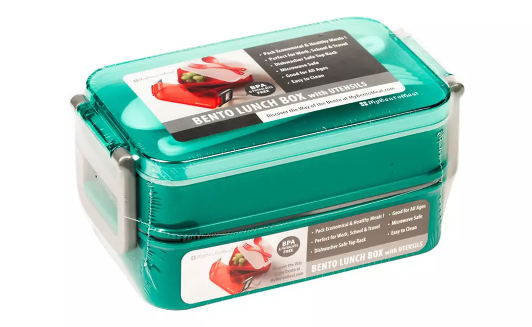 Stacking Bento Box w/ Utensils -6 Pc Food Storage Lunch Containers - Primary Image