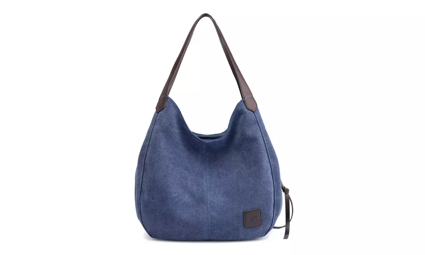 Women Retro Multi-pocket Canvas Shoulder Bag Handbag Tote Purse