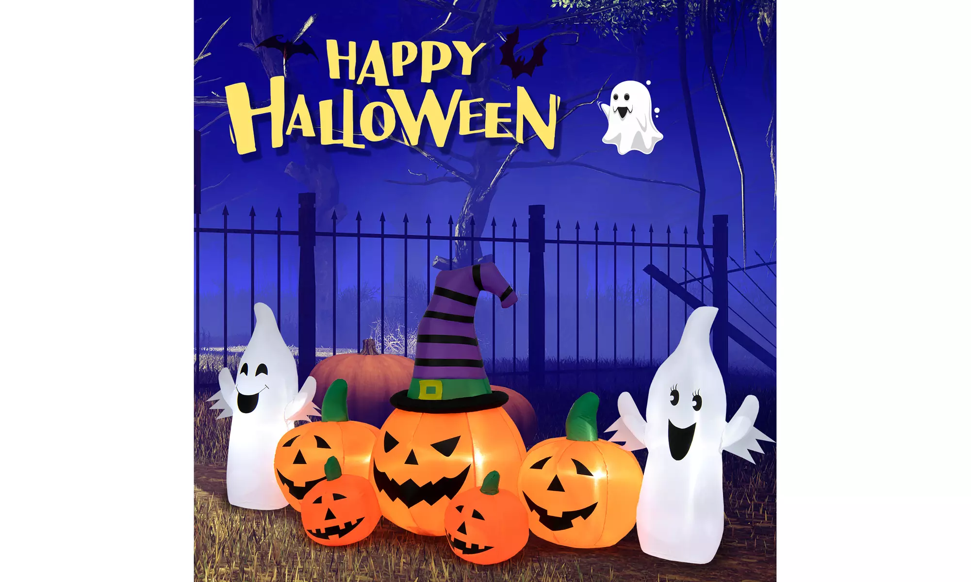 Costway 9FT Long Halloween Inflatable Pumpkins Self Inflating Pumpkin
