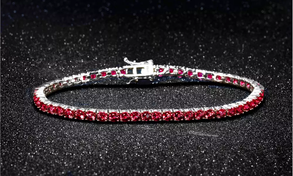 7.00 CTTW Ruby Round Cut Tennis Bracelet in 18k White Gold - Primary Image