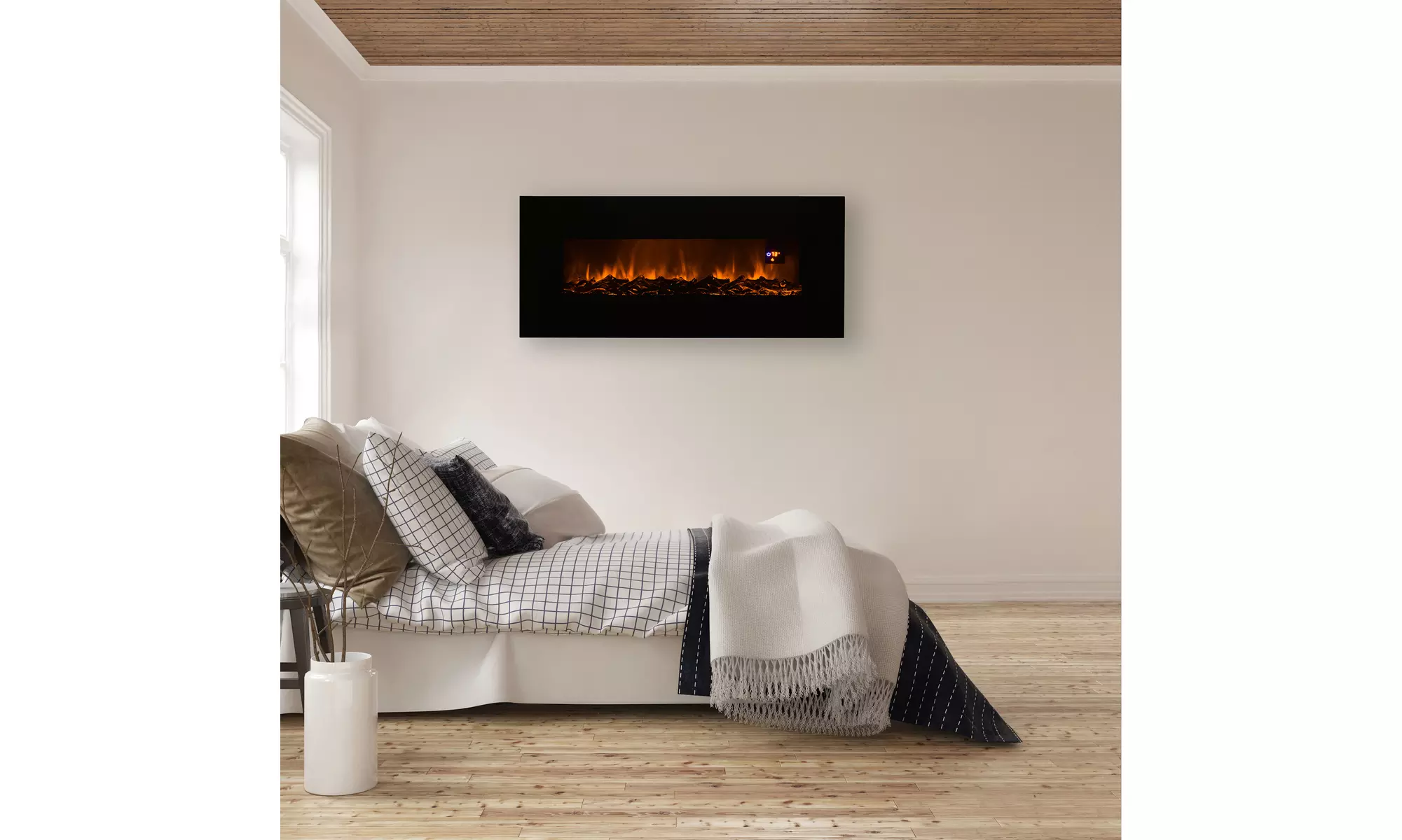 Northwest 50 Inch Electric Fireplace Wall Mount Bottom Vent Remote and Timer - Primary Image
