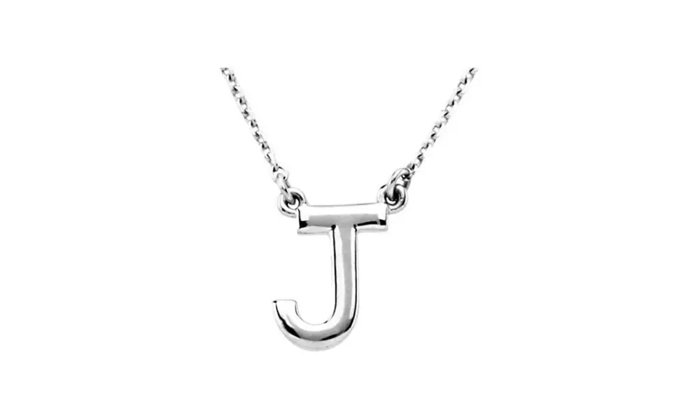 Parisjewelry White Gold Plated Letter Initial J Pendant Necklace