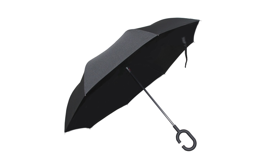 Image 9: C-Handle Double Layer Umbrella Windproof Folding Inverted Upside Down Reverse
