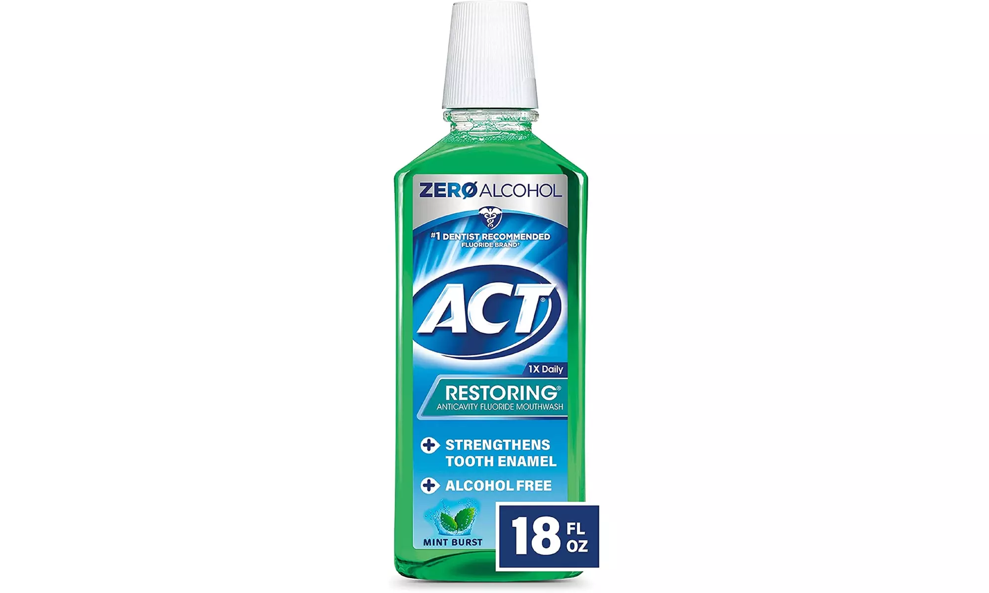 ACT Restoring Zero Alcohol Fluoride Mouthwash 18 fl. oz. Strengthens Tooth - Primary Image