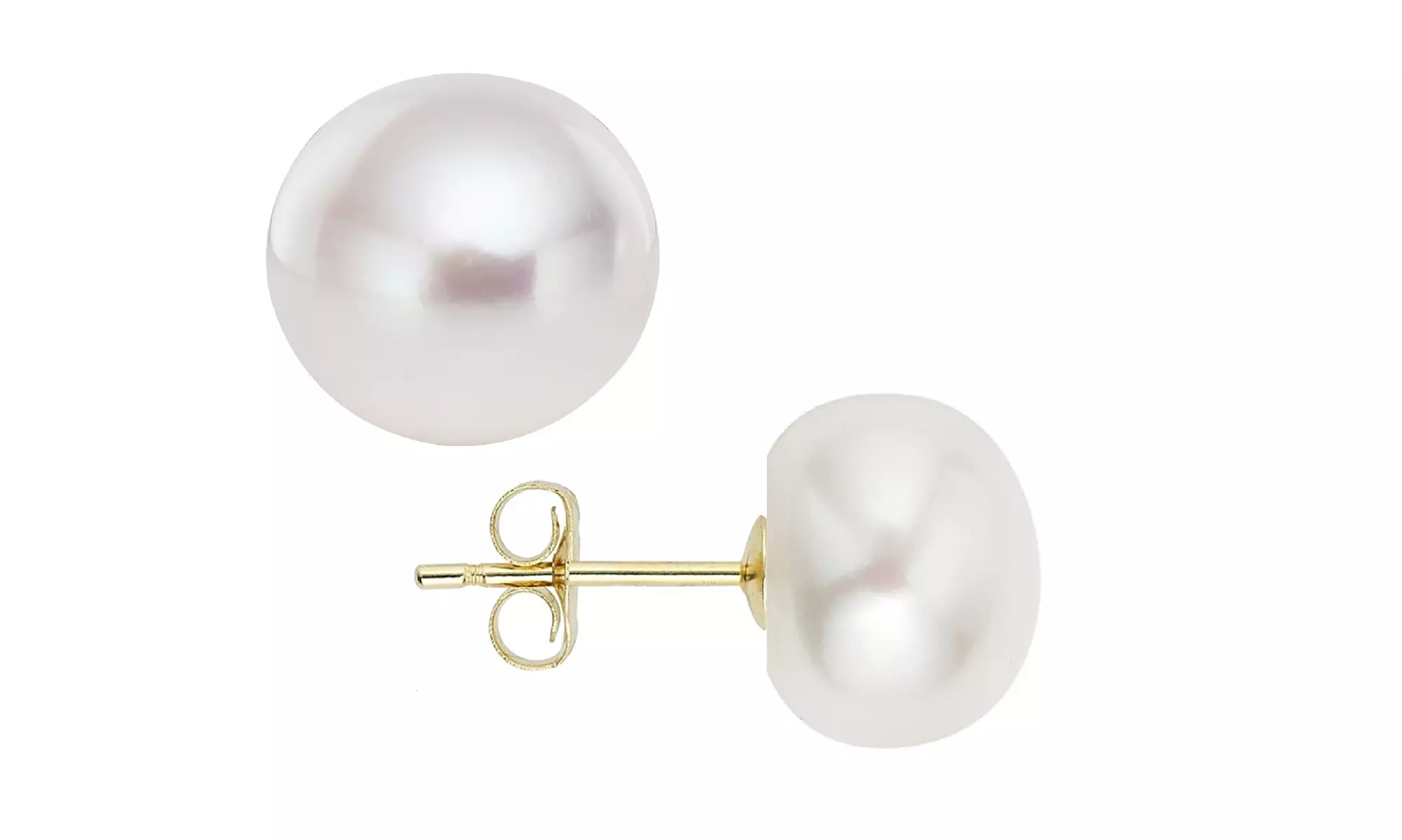 PearlGirl 14K Gold Graduation Freshwater Pearl Earring Studs 8-9mm - Second Medium