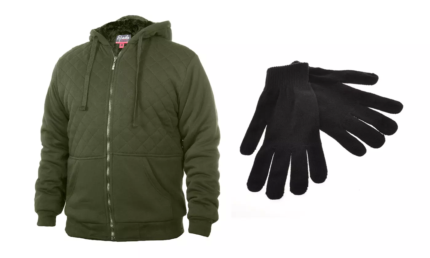 Sherpa Hoodie Jacket, Free Gloves - Primary Image