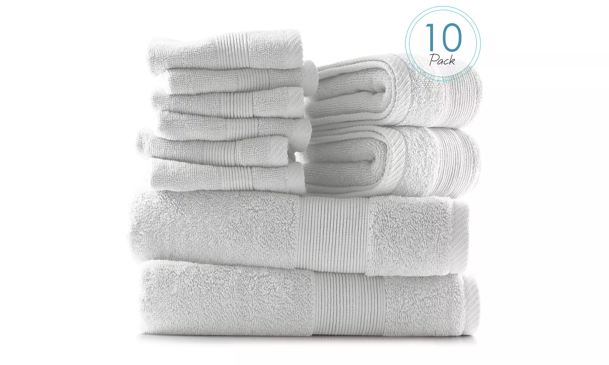 Hearth & Harbor Towels -100% Cotton Set of 10 ; 2 Bath, 2 Hand and 6 Washcloths