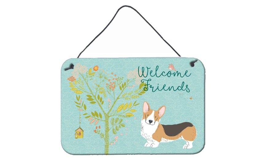Image 2: Carolines Treasures  Welcome Friends Pembroke Welsh Corgi Tricolor Wall or Door 