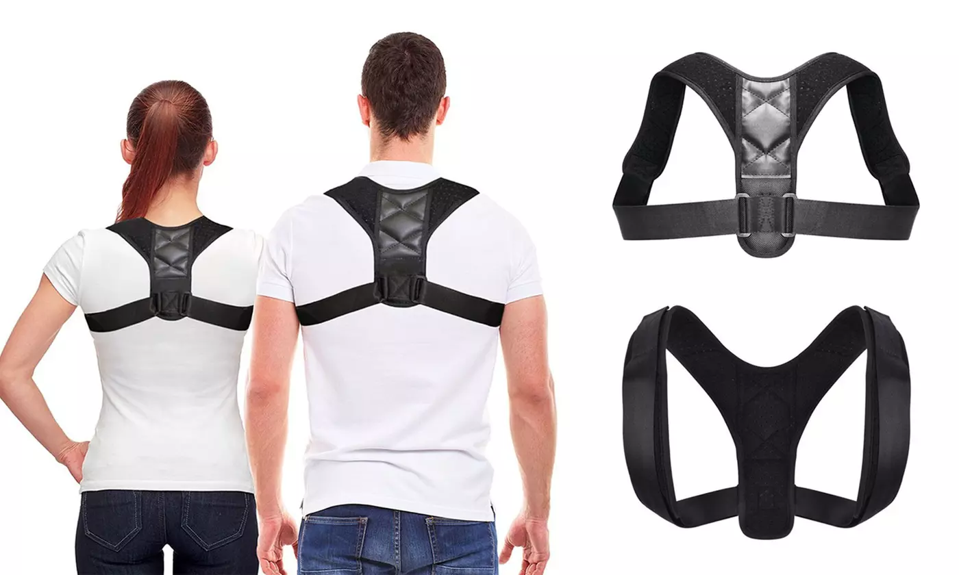 Men Women Posture Corrector Adjustable Back Support Shoulder Therapy Brace Belt - Primary Image