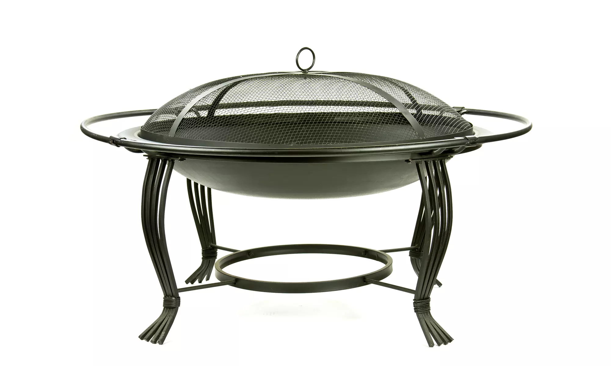Steel Outdoor Fire Pit - Wood Burning Metal Fire Pit with Screen Cover - Primary Image