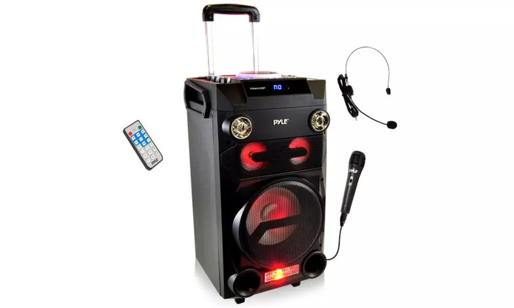 Pyle PWMA335BT Portable Bluetooth Karaoke Speaker System with Flashing DJ Lights - Primary Image