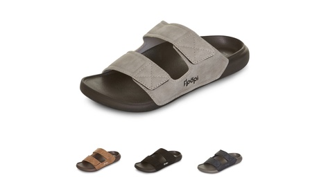 Floopi Mens Slide W/Adjustable Strap Sandal 11 Grey Medium