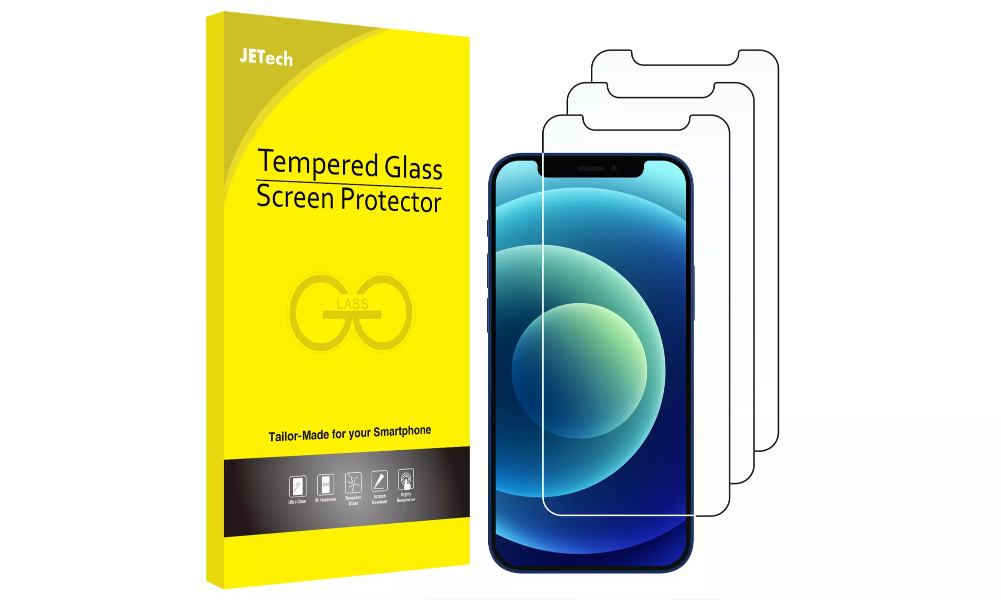 Screen Protector for iPhone X/XR/XS/XS Max, 11/12/13, Mini, Pro, Pro Max, 3-Pack