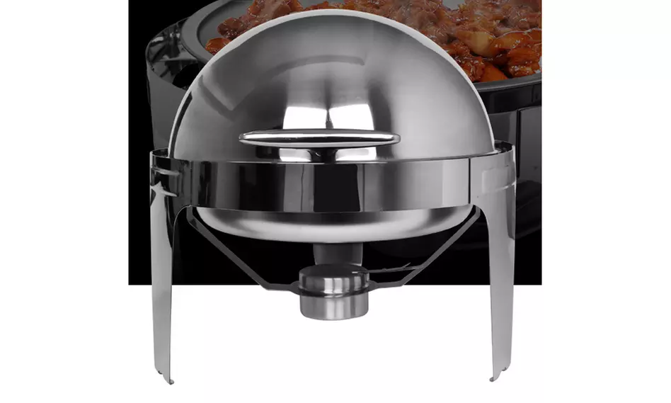 Stainless Steel Round Roll Top Chafer,6 Quart Chafing Dish Set Salad Tong  - Primary Image