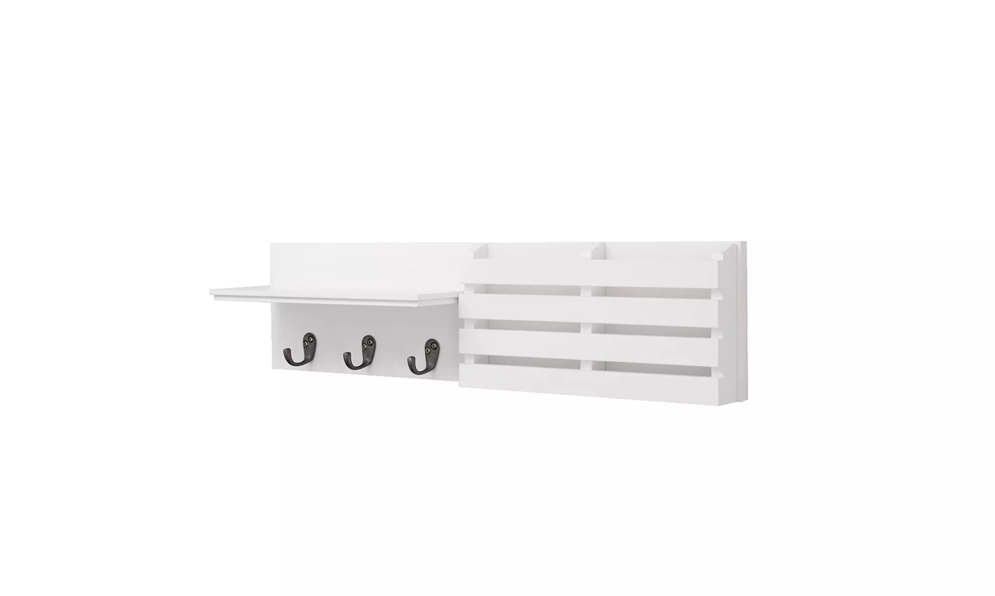 Kitchen Office Chrome Wall Shelf And Mail Organizer Holder With 3 Hooks White - Second Medium