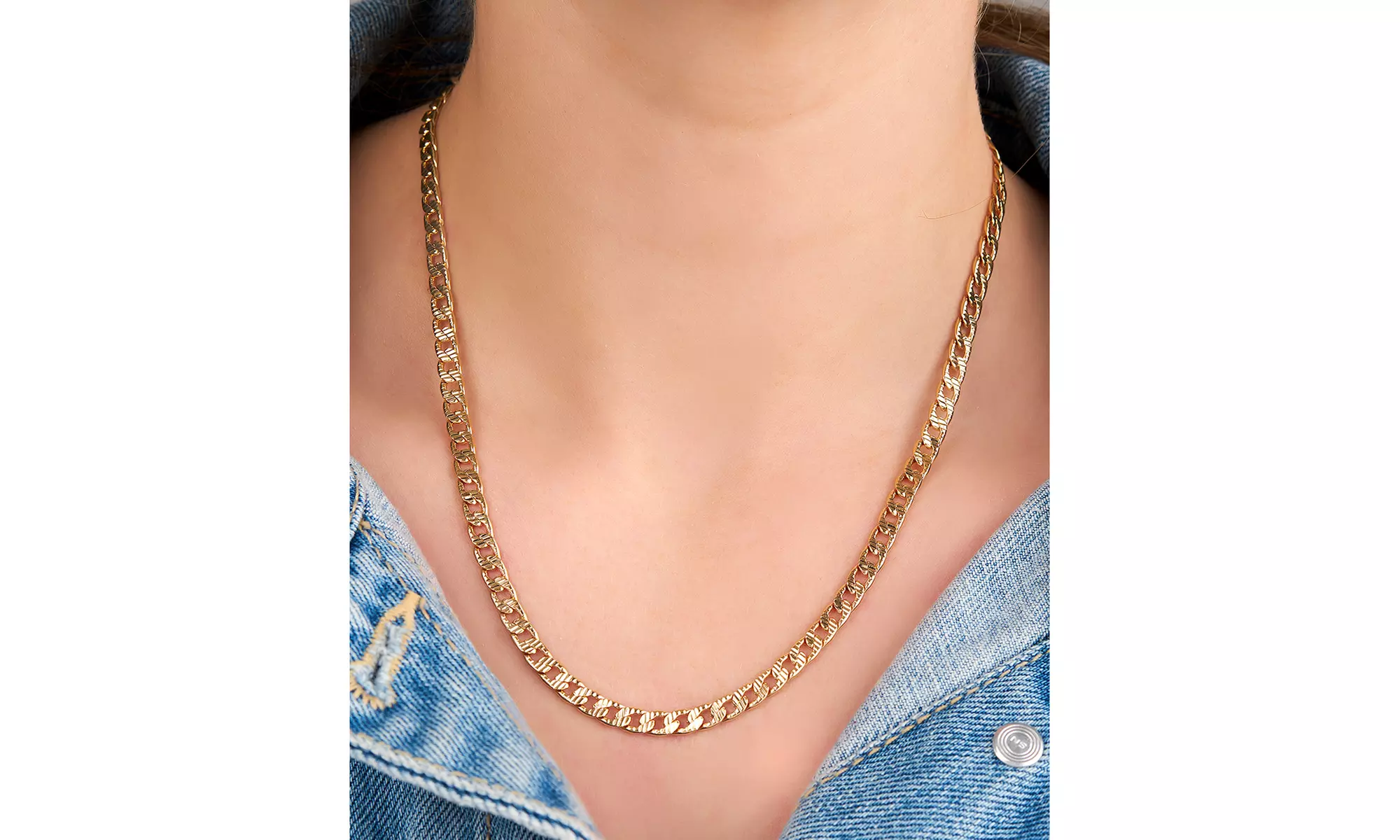 18k Gold Plated Cuban Curb Chain Necklace 