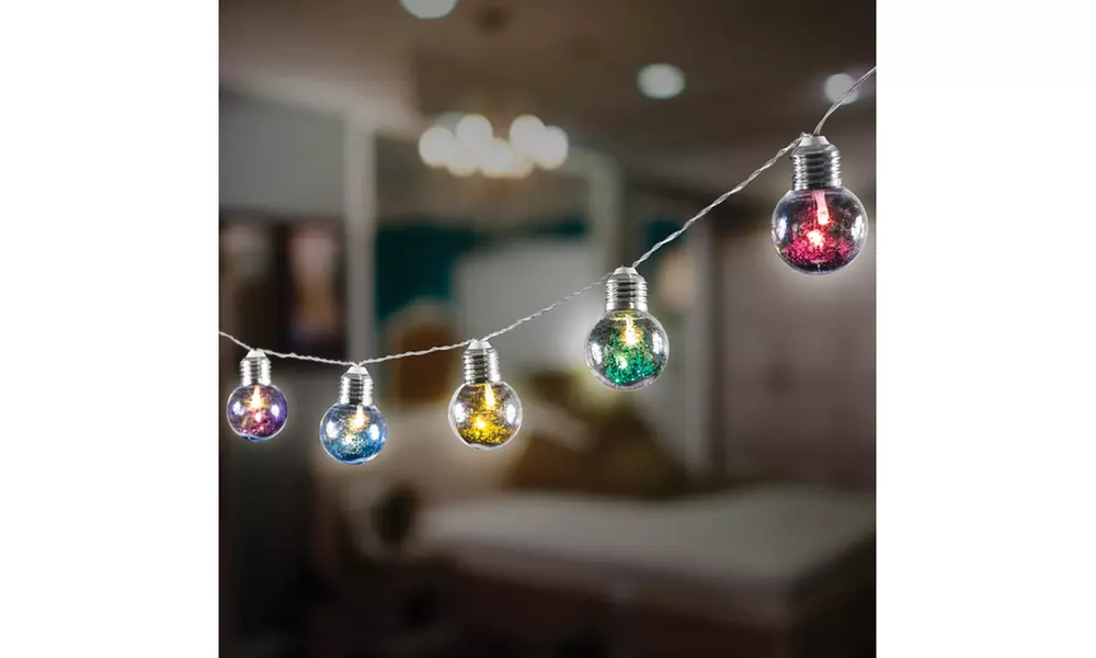 Merkury Innovations Mini Edison Bulb String Lights - Clear/Confetti/Glitter - Second Medium