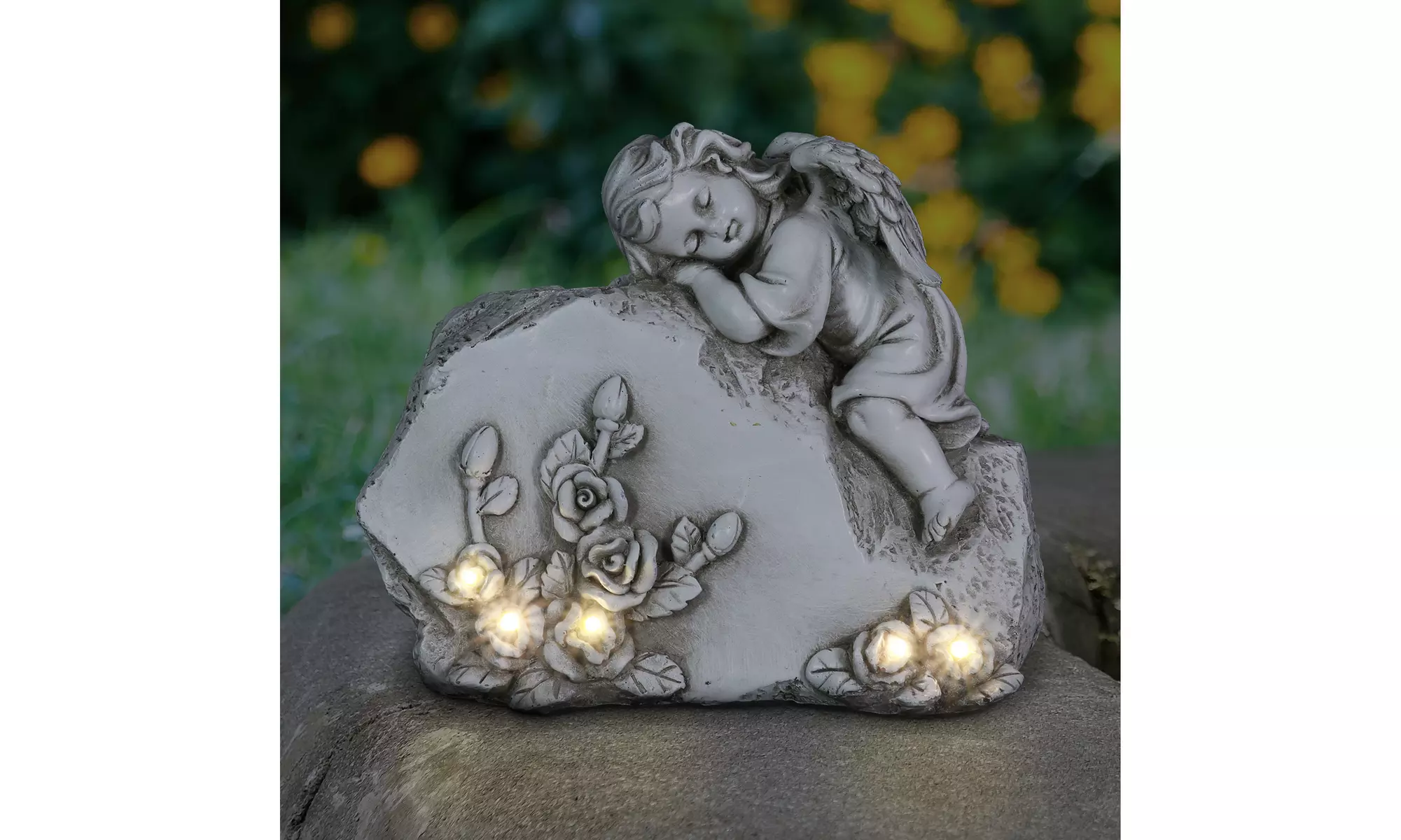 Exhart Solar Memorial Rock with Angel, 6 Inch - Primary Image
