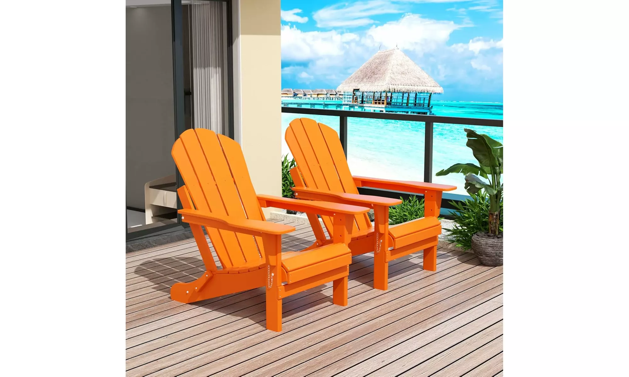 WestinTrends Malibu HDPE Outdoor Patio Folding Poly Adirondack Chair Set Of 2