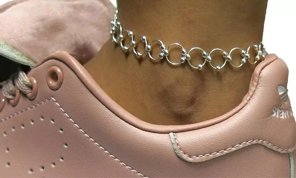 Italian Made 925 Sterling Silver Beaded Circle Anklet or Bracelet Chain