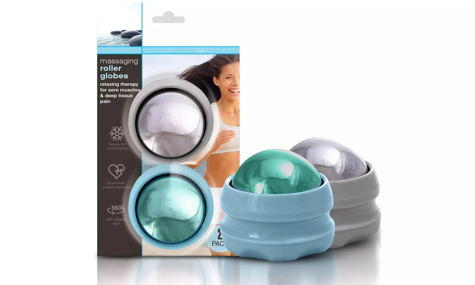 Massage Roller Ball Set of 2 Hand Foot and Back Massager - Second Medium