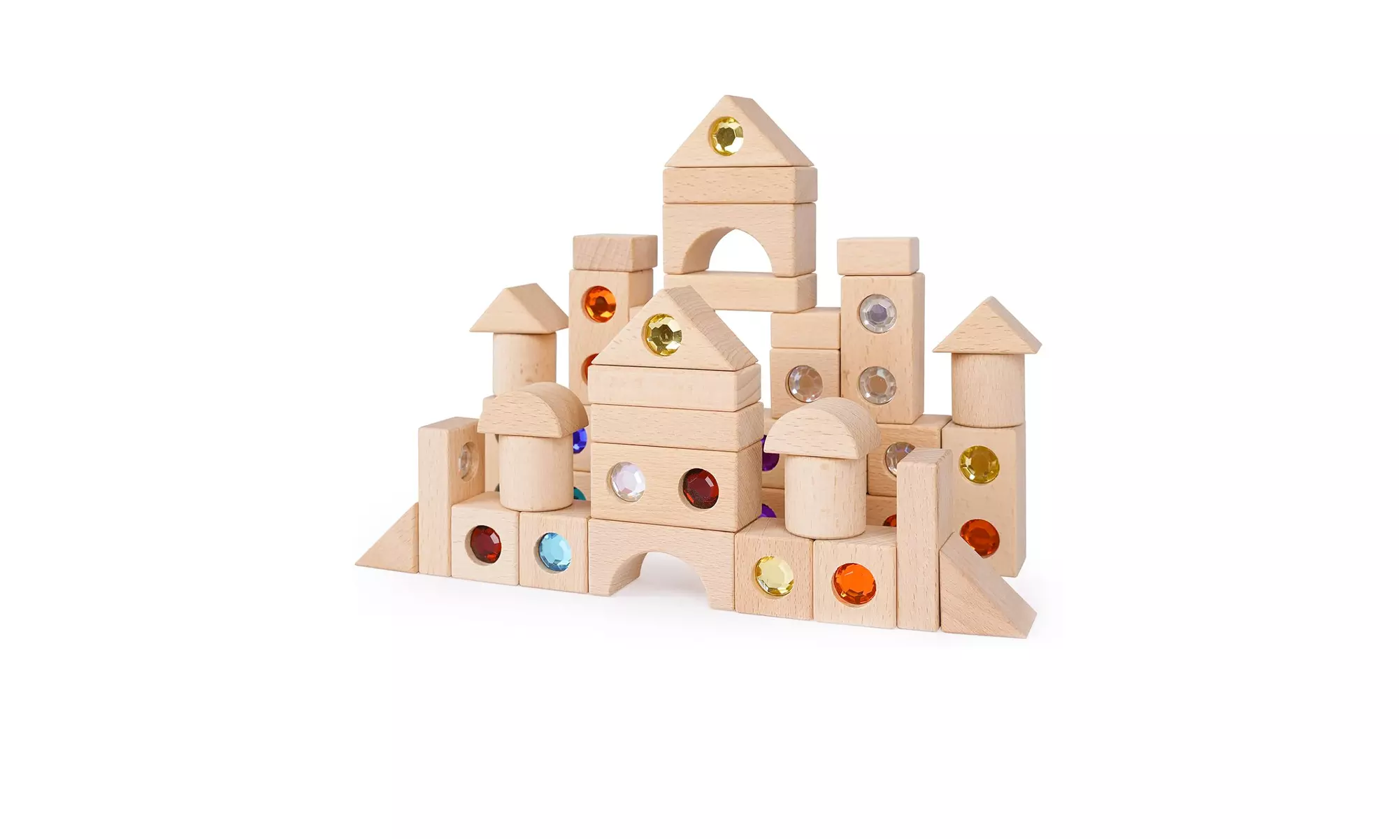 Zummy 50 Pieces Wooden Building Blocks Set