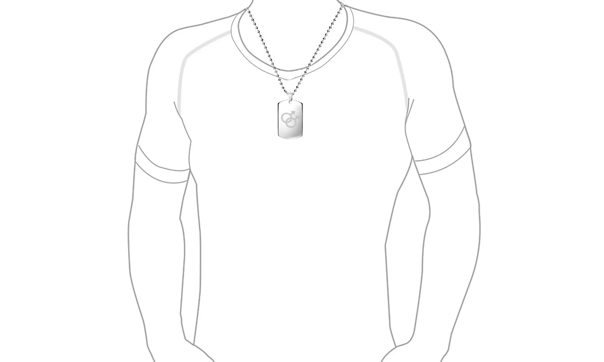 Bling Jewelry Male Symbol Gay Pride Steel Dog Tag Pendant Necklace - Second Medium