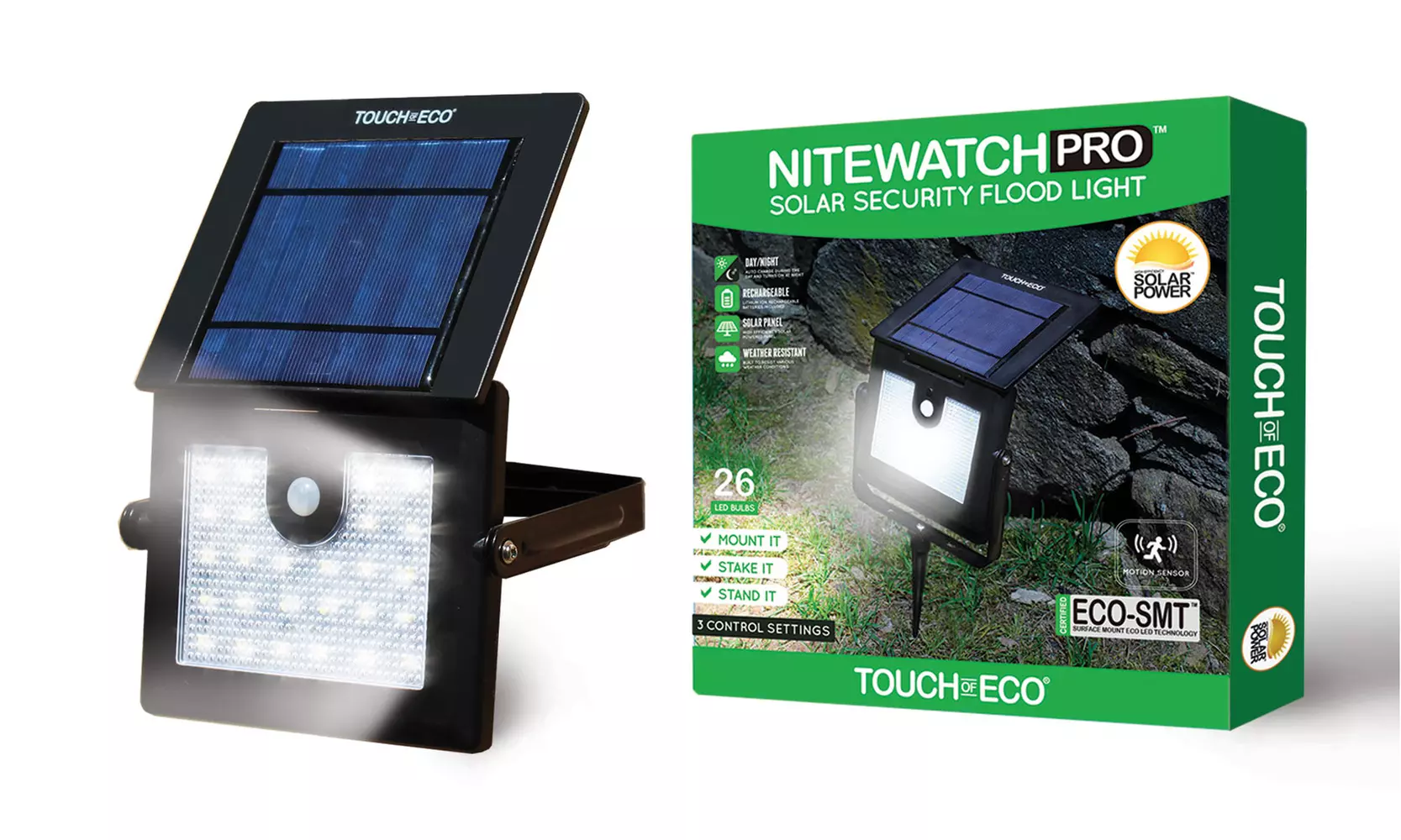 NITEWATCH PRO Solar 3-in-1 Security Flood Light (1pk, 2pk, 4pk) - Primary Image