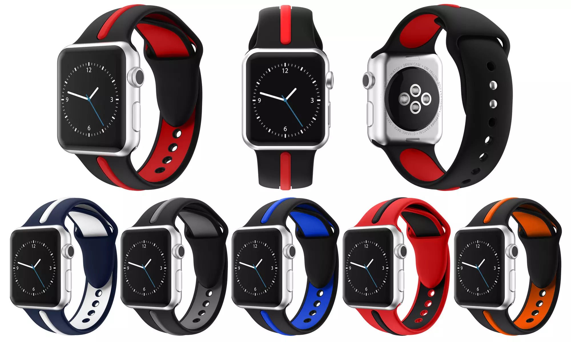 Embossed Stripe Soft Silicone Sport Wristband Strap for Apple Watch - Primary Image