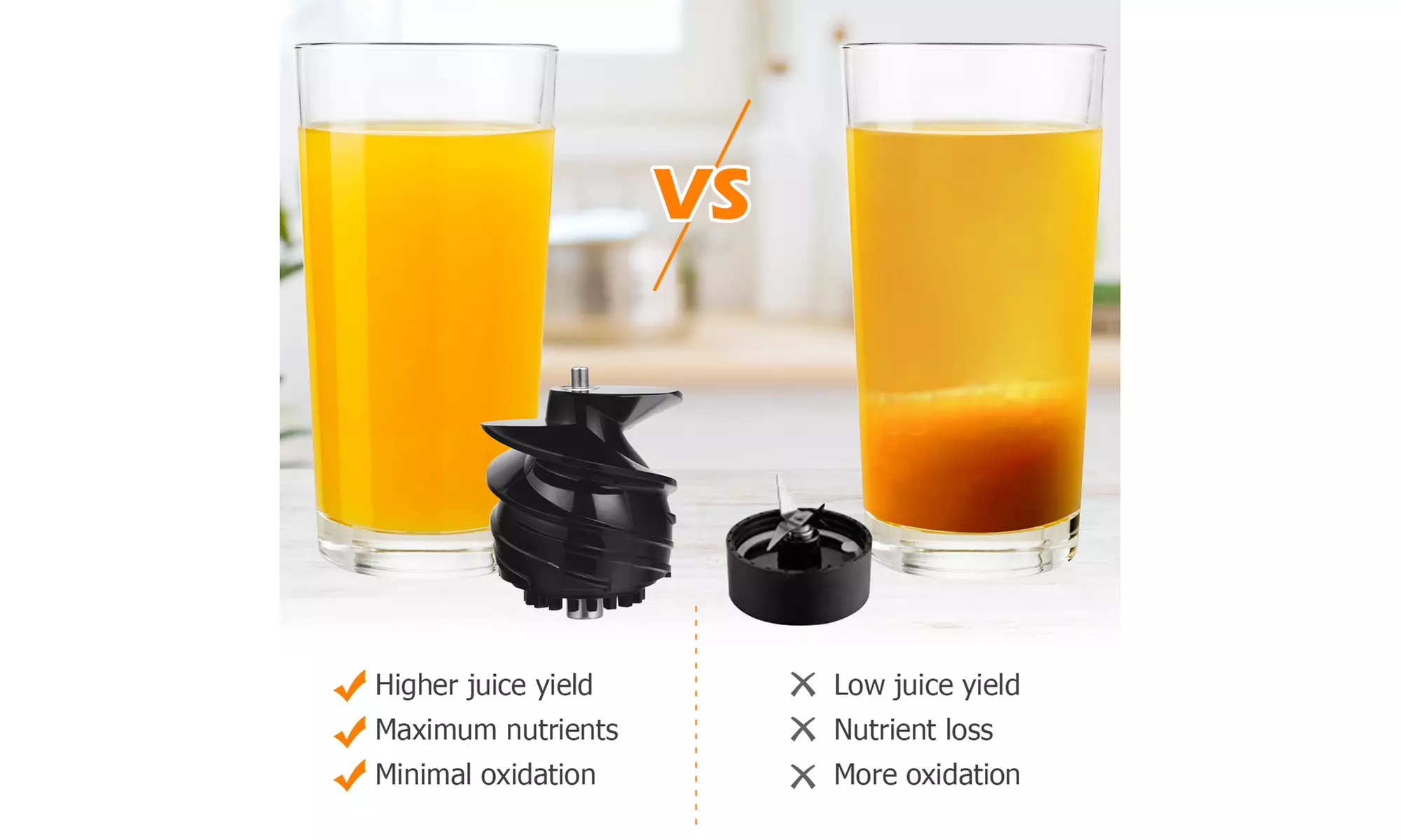 Slow Masticating Juicer Cold Press Juicer Extractor Stainless Steel w/ Brush - Second Medium