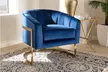 Tomasso Glam Royal Blue Velvet Fabric Upholstered Gold-Finished Lounge Chair - Second Medium
